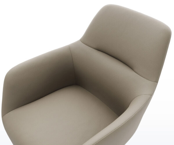 Jedálenská stolička Pejo-Flex pravá koža béžová krížová podnož štvorcová čierna otočná o 180° - Image 4