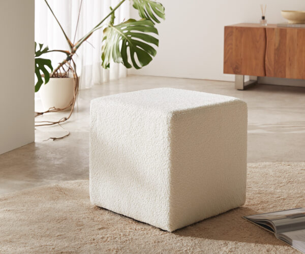Taburet Dado 45x45 cm bouclé off-white - Image 2