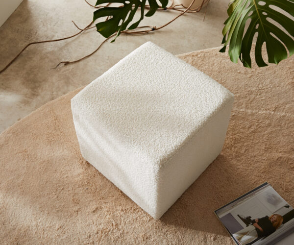 Taburet Dado 45x45 cm bouclé off-white - Image 4