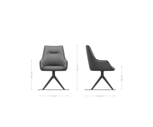 Jedálenská stolička Alja-Flex s podrúčkami krížová základňa široká kovová bouclé biela 360° - Image 6