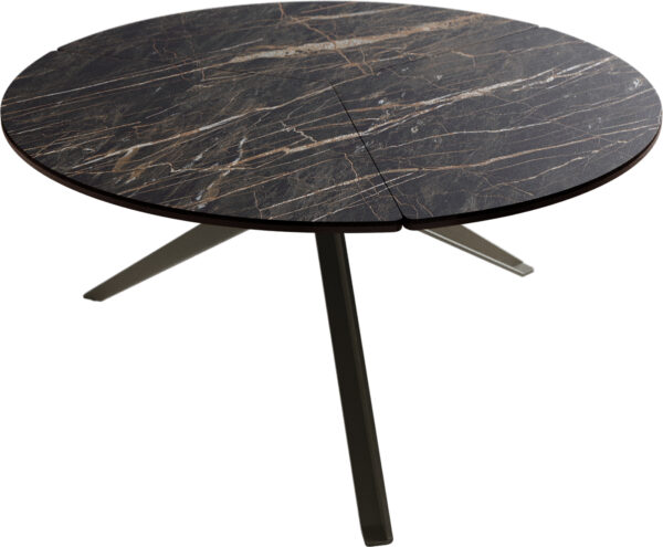 Konferenčný stolík Delron 70x70 cm keramika Laminam®Noir Desir hnedá kovová krížová podstava plochý kov titanový efekt - Image 8