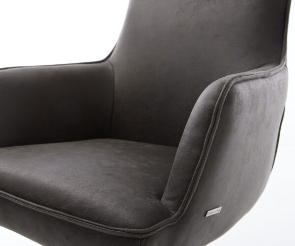 Heira-Flex otočné kreslo s podrúčkami krížová podnož zúžená kovová čierna mikrovlákno antracit vintage 180° otočné vreckové pružiny - Image 4