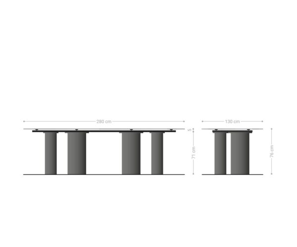 Jedálenský stôl 280x130 keramika Minas Melange bielo-béžová podstava kovový efekt titánová povrchová úprava - Image 8