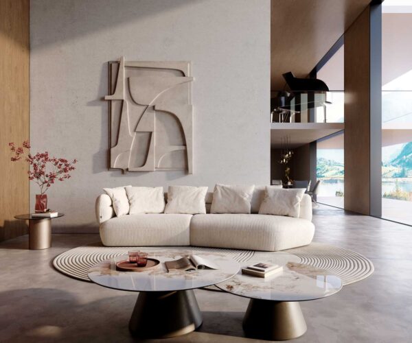 Pohovka Roya 320x140 cm manšestrová béžová - Image 2