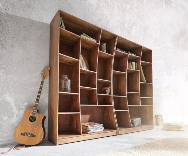 Stojaca polica Edge 120 cm akáciová hnedá ľavá - Image 6
