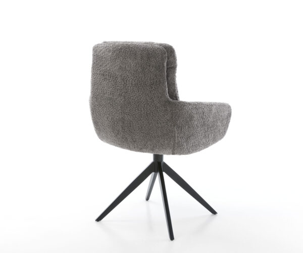 Abelia-Flex jedálenská stolička s podrúčkami bouclé sivá krížová podnož široká čierna otočná o 360° - Image 5