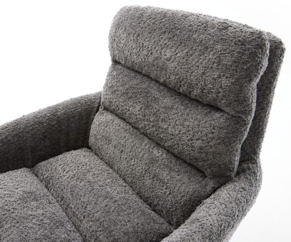 Jedálenská stolička Abelia-Flex s podrúčkami bouclé sivá krížová podnož zúžená nerezová oceľ otočná o 180° - Image 4