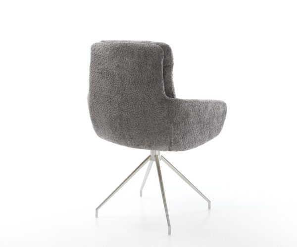 Jedálenská stolička Abelia-Flex s podrúčkami bouclé sivá krížová podnož zúžená nerezová oceľ otočná o 180° - Image 5