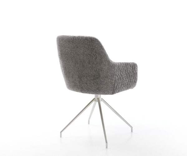 Jedálenská stolička Pejo-Flex bouclé sivá krížová podnož zúžená nerezová oceľ otočná o 180° - Image 5