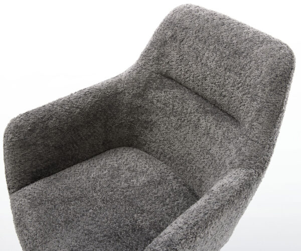 Jedálenská stolička Pejo-Flex bouclé sivá podnož zúžená z nerezovej ocele - Image 4
