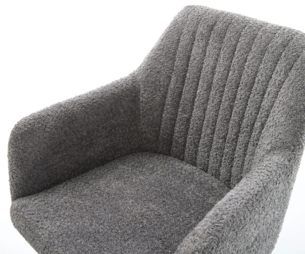 Jedálenská stolička Greg-Flex bouclé sivá krížová podnož zúžená nerezová oceľ otočná o 180° - Image 4