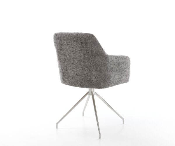 Jedálenská stolička Greg-Flex bouclé sivá krížová podnož zúžená nerezová oceľ otočná o 180° - Image 5