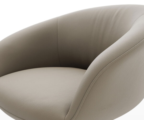 Otočné kreslo Vinka-Flex s podrúčkami krížová podnož zúžená kovová čierna pravá koža taupe 180° otočné vreckové pružiny - Image 4