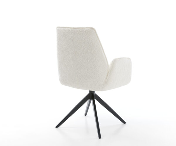 Jedálenská stolička Zoa-Flex bouclé biela krížová podnož široká čierna otočná o 360° - Image 5