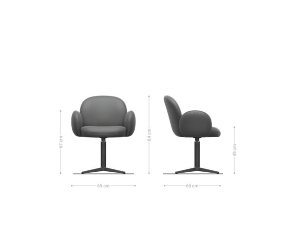 Nube-Flex jedálenská stolička s podrúčkami manšestrová striebornošedá podnož titánová 360° otočné vreckové pružiny - Image 7