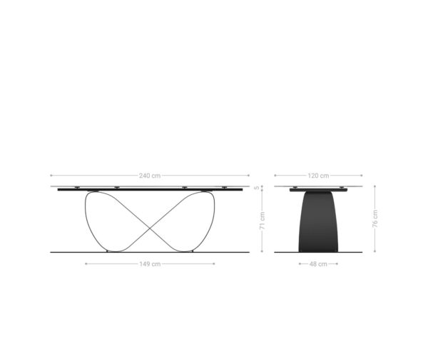 Jedálenský stôl Edge oválny 240x120 cm keramický Calacatta Luxe bielo-zlato-šedý Infinity podnož kovová čierna - Image 8