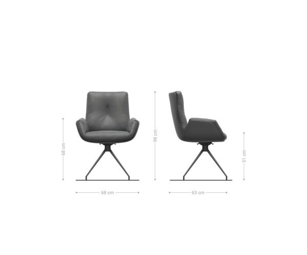 Jedálenská stolička Clea-Flex mix materiálov čierna krížová podnož zúžená nerezová oceľ otočná o 180° - Image 6