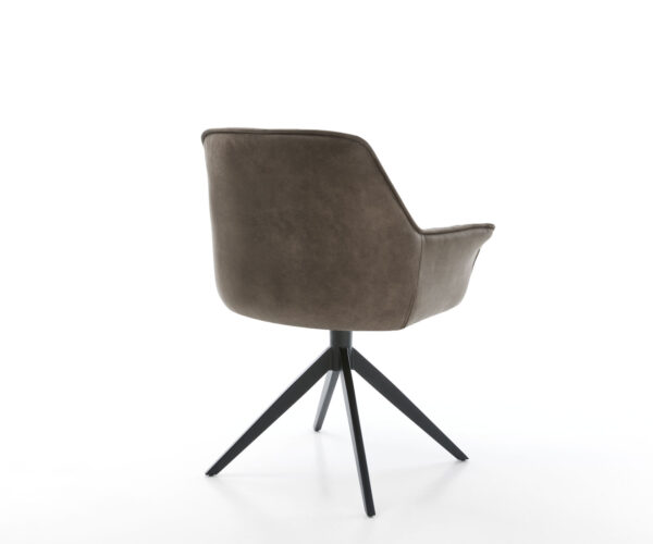Keila-Flex jedálenská stolička s podrúčkami taupe vintage krížová podnož široká čierna otočná o 360° - Image 5