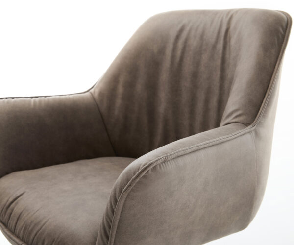 Keila-Flex jedálenská stolička s podrúčkami taupe vintage krížová podnož široká čierna otočná o 360° - Image 4