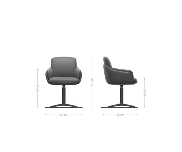Luan-Flex jedálenská stolička s podrúčkami mix materiálov čierna podnož nerezová oceľ otočná o 360° - Image 6