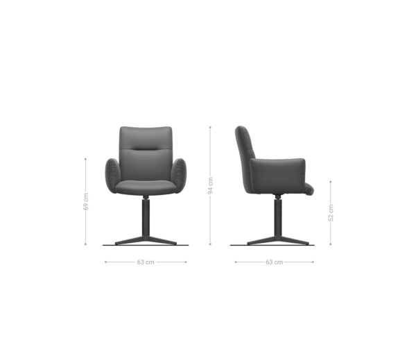 Jedálenská stolička Jova-Flex s podrúčkami Chamois Silver Grey Krížová podnož široká nerezová oceľ Otočná o 360° Vreckové pružiny - Image 6