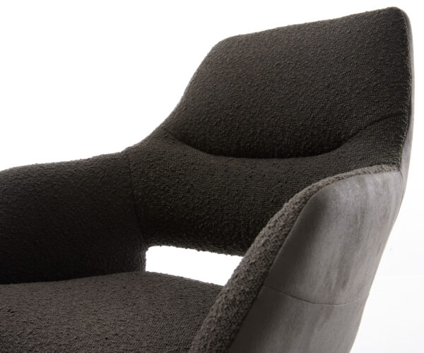 Jedálenská stolička Yago-Flex s podrúčkami mix materiálov čierna krížová základňa široká titánová 360° otočná hojdačka - Image 4