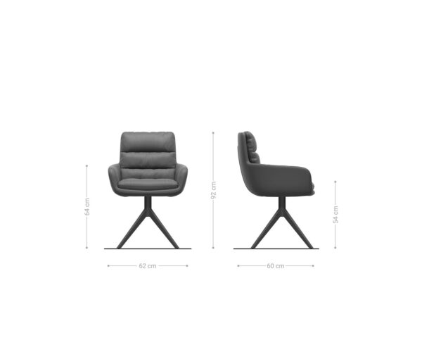 Abelia-Flex jedálenská stolička s podrúčkami mix materiálov čierna krížová podnož široká titánová 360° otočná hojdačka - Image 6