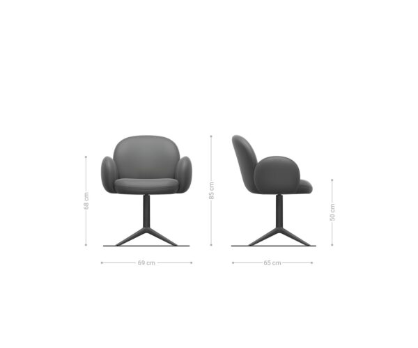 Nube-Flex jedálenská stolička s podrúčkami šenilový olivový podstavec čierna 360° otočná hojdacia stolička s vreckovými pružinami - Image 6