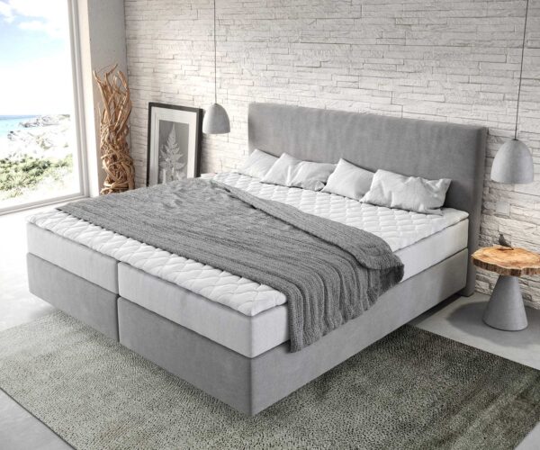 Boxspringová posteľ Dream-Well z mikrovlákna sivá 200x200 cm s taštičkovým pružinovým matracom a visco topperom - Image 4