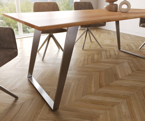 Jedálenský stôl Edge 200x100 z prírodnej akáciovej nerezovej ocele so skosenými nepravidelnými hranami - Image 5
