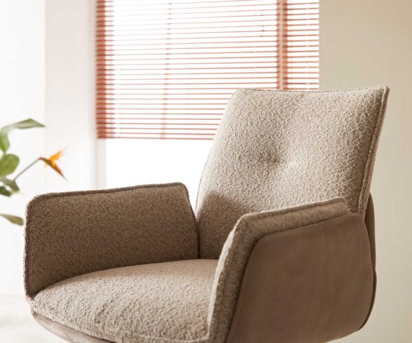 Barová stolička Nela-Flex tenká základňa z nehrdzavejúcej ocele mix materiálov taštičkové pružiny taupe - Image 5