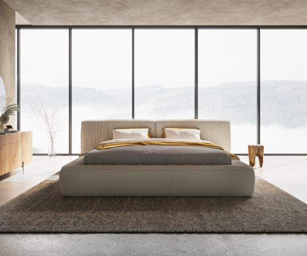 Čalúnená posteľ Coperti bouclé off-white 180x200 cm - Image 4
