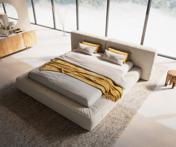 Čalúnená posteľ Coperti bouclé off-white 180x200 cm - Image 2