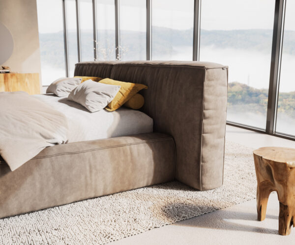 Čalúnená posteľ Coperti z mikrovlákna taupe vintage 180x200 cm - Image 5