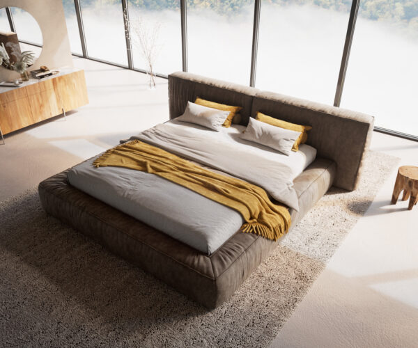 Čalúnená posteľ Coperti z mikrovlákna taupe vintage 180x200 cm - Image 2
