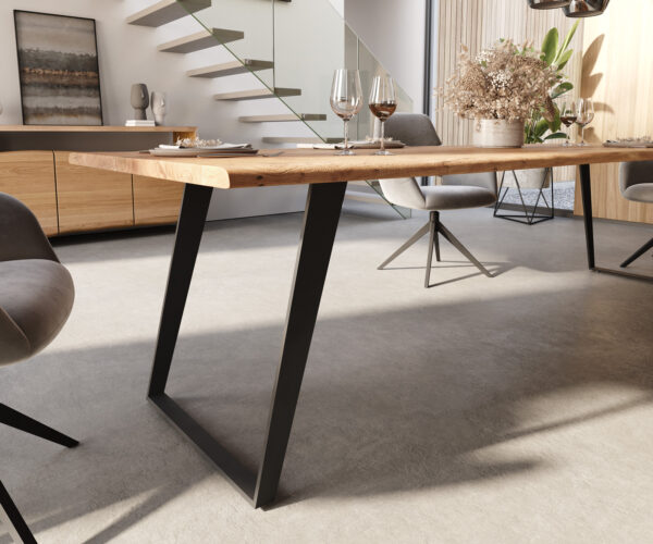 Jedálenský stôl Edge 300x100 akácia prírodná kovová šikmá podnož - Image 6