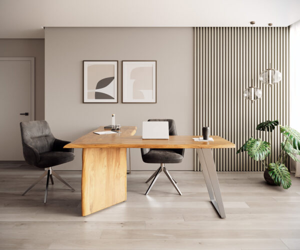 Stôl Live Edge 170x170 prírodná akáciová základňa strieborná nepravidelná hrana - Image 2
