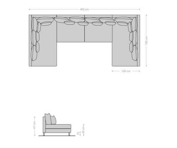 Pohovka v tvare U Clovis modular XL antracitová - Image 7