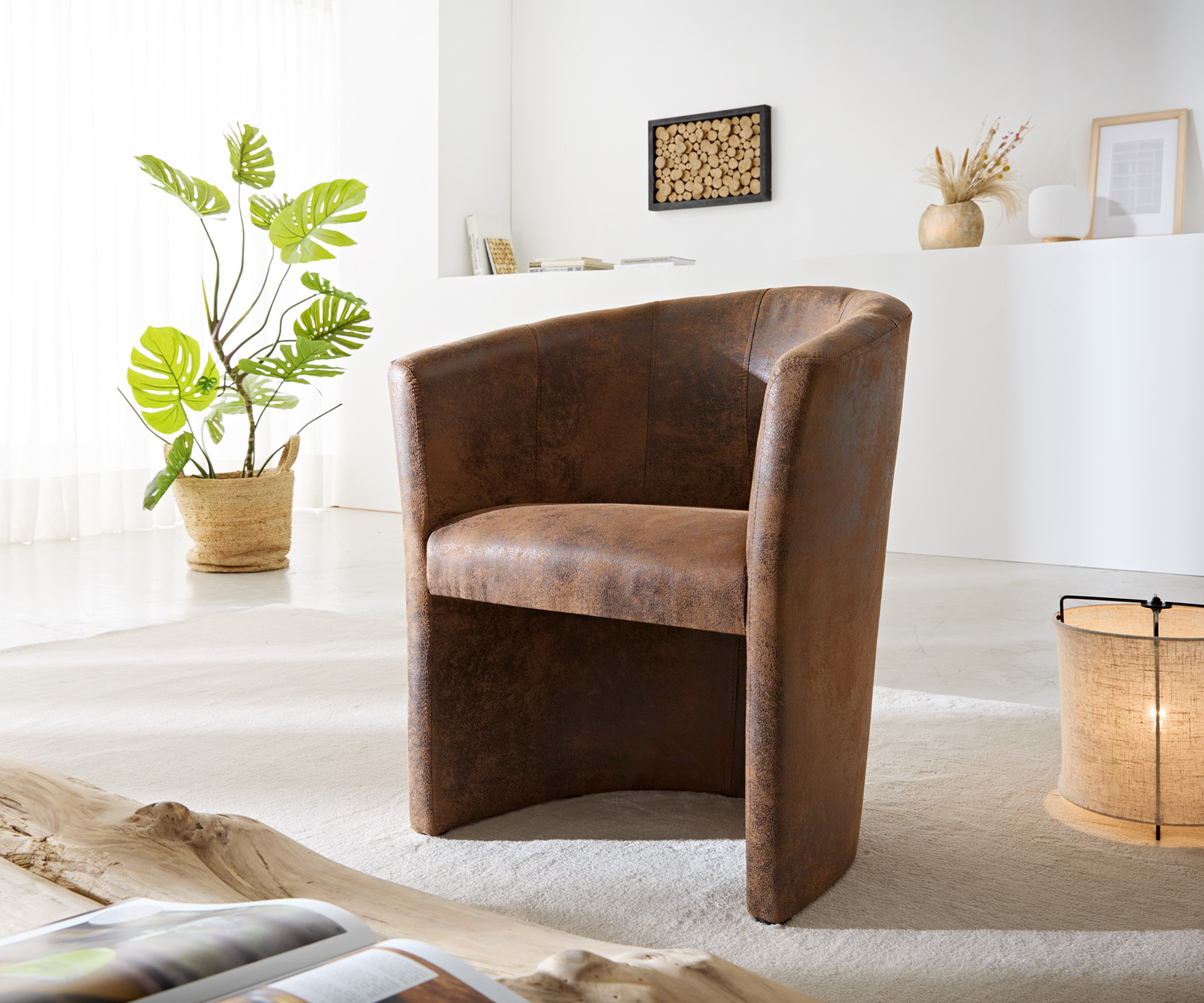 Koktailové kreslo Pieder hnedé lounge čalúnené vintage vzhľad