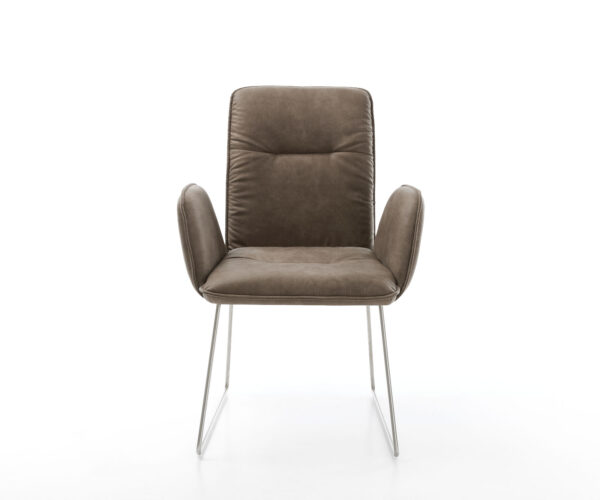 Jedálenská stolička Vinja-Flex taupe vintage tenká základňa z nehrdzavejúcej ocele - Image 2