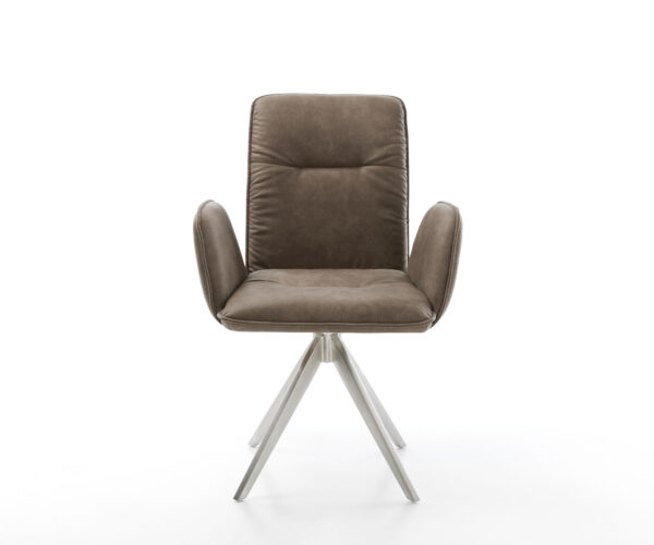 Otočná stolička Vinja-Flex taupe vintage krížová základňa štvorcová z nehrdzavejúcej ocele - Image 2