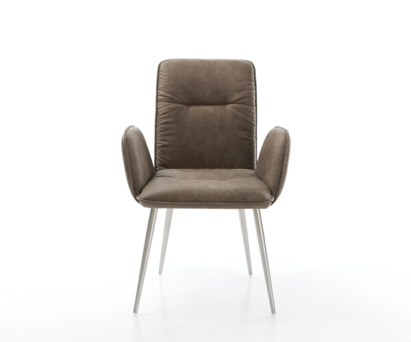 Jedálenská stolička Vinja-Flex taupe vintage kužeľová podnož z nehrdzavejúcej ocele - Image 2