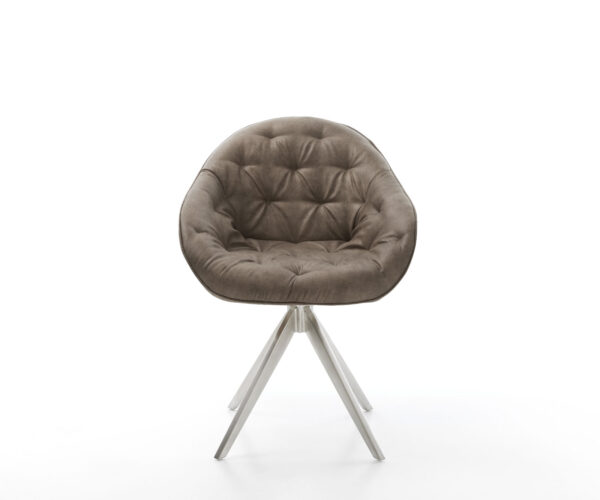Otočná stolička Gaio-Flex taupe vintage krížová základňa štvorcová z nehrdzavejúcej ocele - Image 2