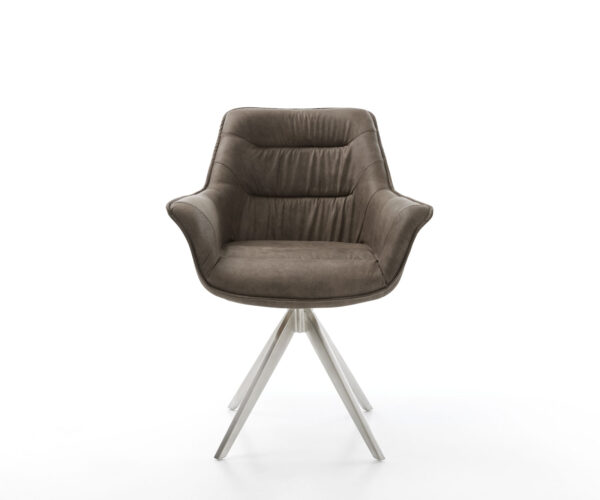 Kaira-Flex otočná stolička taupe vintage krížová základňa štvorcová z nehrdzavejúcej ocele - Image 2