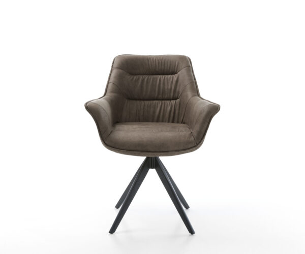 Kaira-Flex otočná stolička taupe vintage krížová základňa štvorcová čierna - Image 2
