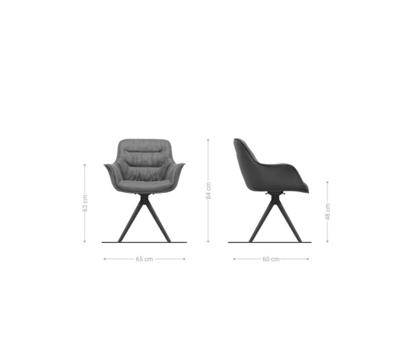 Otočná stolička Kaira-Flex antracitová vintage krížová základňa štvorcová čierna - Image 6