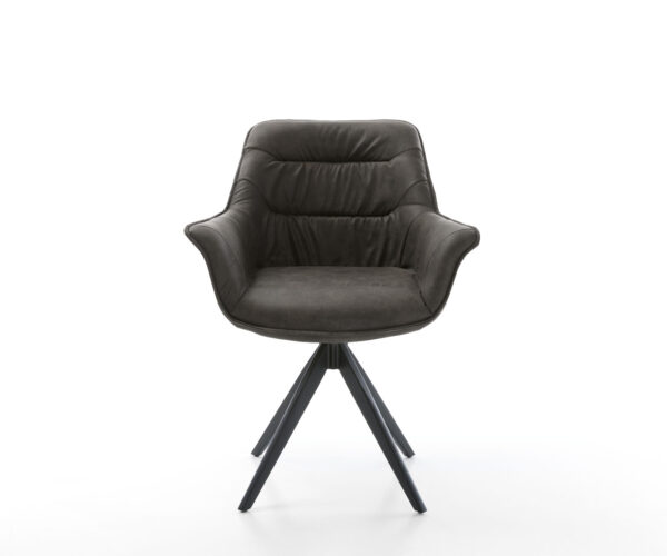Otočná stolička Kaira-Flex antracitová vintage krížová základňa štvorcová čierna - Image 2