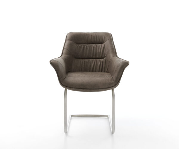 Jedálenská stolička Kaira-Flex taupe vintage konzolová základňa okrúhla z nehrdzavejúcej ocele - Image 2