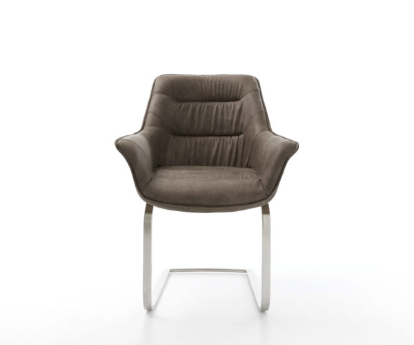 Jedálenská stolička Kaira-Flex taupe vintage konzolová základňa plochá nerezová oceľ - Image 2