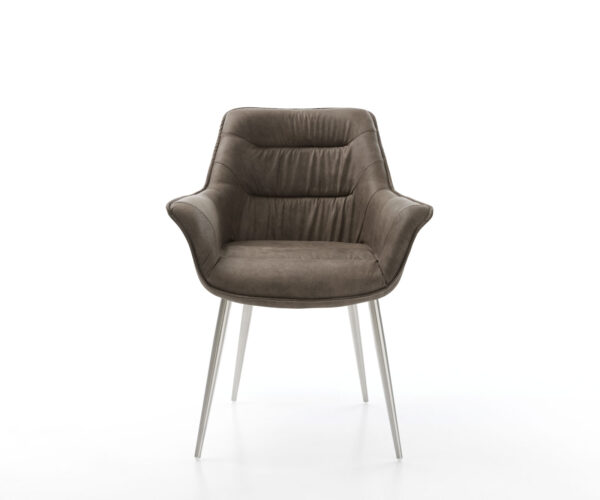 Jedálenská stolička Kaira-Flex taupe vintage kužeľová podnož z nehrdzavejúcej ocele - Image 2